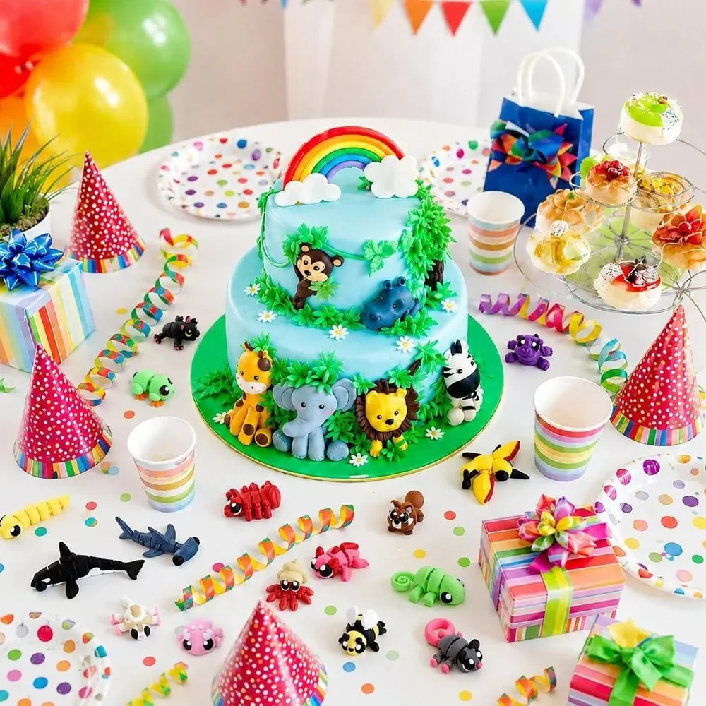 Mini 3D Printed Animal Fidget Toys 51 Pc Birthday Party Favor Goodie Bag Set